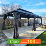 Pre-Order Patioslife Haven | Hardtop Gazebo with Heavy Duty Aluminum Frame, Double Vented Roof & Curtains, Patio Pergola for Garden or Backyard
