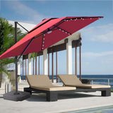 Patioslife Aegis Pro™ 3x3m Square Cantilever Umbrella 2-Tier with Umbrella Cover & LED lights for Outdoor Garden Pool Use