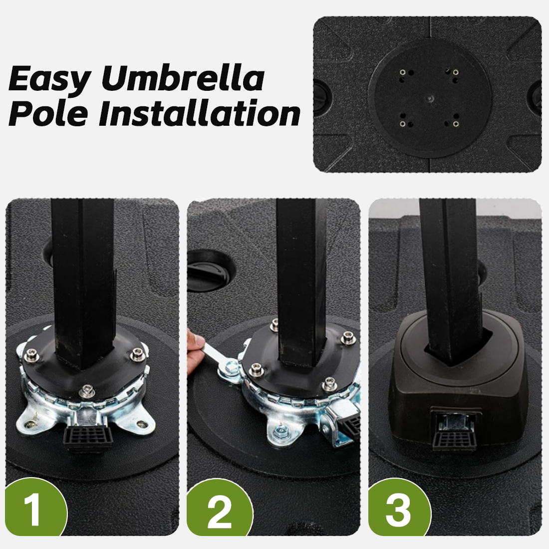 Patioslife™ Cantilever Umbrella Base 115–165kg, Heavy-Duty Outdoor Rolling Stand, Refillable HDPE Offset Weights with Wheels for Patio, Garden & Poolside Stability