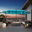Patioslife Horizon Haven™ 4.6x2.7m Double-Sided Patio Umbrella with LED Lights base and cover
