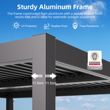 Patioslife Atlantic™ | Aluminium Louvered Pergola with Adjustable Roof & Ambient LED Lights, Freestanding Outdoor Shelter for Patio, Deck & Poolside