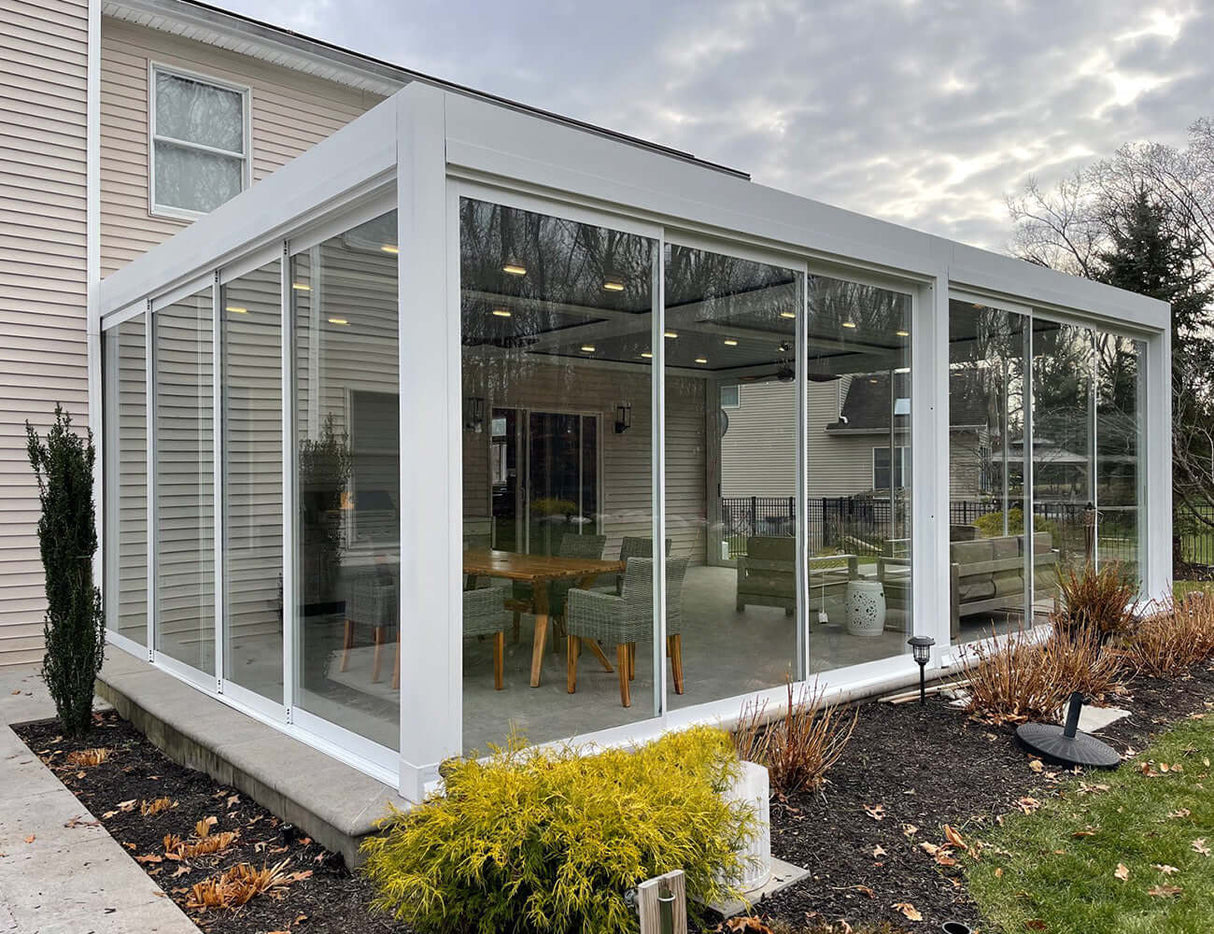 Patioslife Atlantic™ | Freestanding Pergola with Glass Sliding Door – Aluminium Outdoor Room for Patios, Gardens & Entertaining Spaces