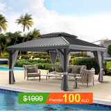 Pre-Order Patioslife Haven | Hardtop Gazebo with Heavy Duty Aluminum Frame, Double Vented Roof & Curtains, Patio Pergola for Garden or Backyard