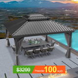 Pre-Order Patioslife Haven | Hardtop Gazebo with Heavy Duty Aluminum Frame, Double Vented Roof & Curtains, Patio Pergola for Garden or Backyard