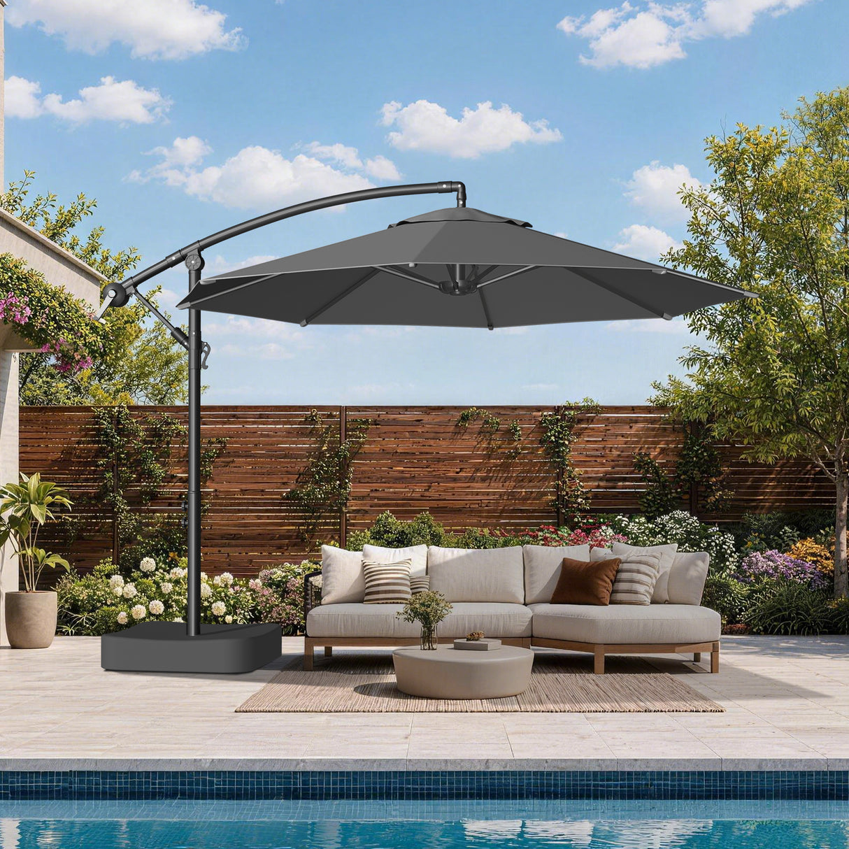 Patioslife Heavy Duty 3.0M Cantilever Umbrella with Base – Premium Outdoor Shade for Patio, Alfresco & Backyard Living