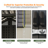 Premium Garden Shed with Floor Patioslife Kick-it ProLock™ Tool-Free Snap-Lock Resin – Weatherproof Outdoor Storage Shed with Floor, UV Resistant, Lockable Backyard Tool Shed for Tools, Bikes & Lawn Mower