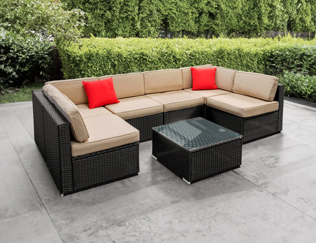 Patioslife™ | 7pc Outdoor Lounge Sofa Set - Comfortable Seating, Weather-Resistant, Ideal for Patios, Gardens, and Backyards