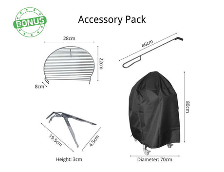 Patioslife™ | Ceramic Charcoal Grill with Bonus Accessory Pack – Versatile Cooking, Ideal for Backyard BBQs and Outdoor Gatherings