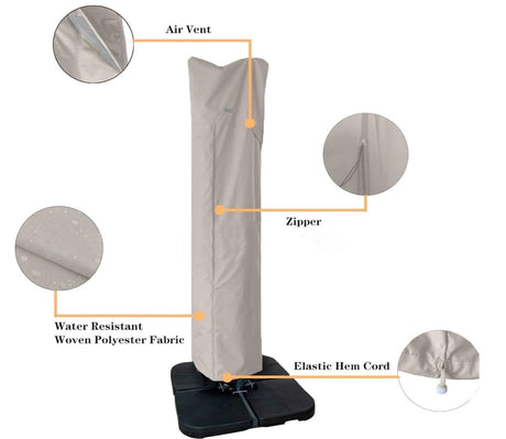 Patioslife™ | Waterproof Outdoor Umbrella Cover – Anti-UV, Easy to Store, Fits Curved Cantilever and Straight Pole Parasols