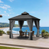 Patioslife Luxury Haven Coastal Hardtop Gazebo | Designed for Australian Outdoor Conditions with 120×120mm Aluminium Posts, Drainage Gutters, Double Vented Roof & Curtains