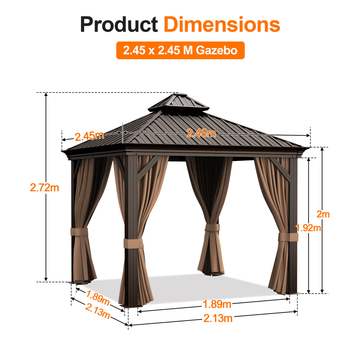 Patioslife Luxury Haven Coastal Hardtop Gazebo | Designed for Australian Outdoor Conditions with 120×120mm Aluminium Posts, Drainage Gutters, Double Vented Roof & Curtains