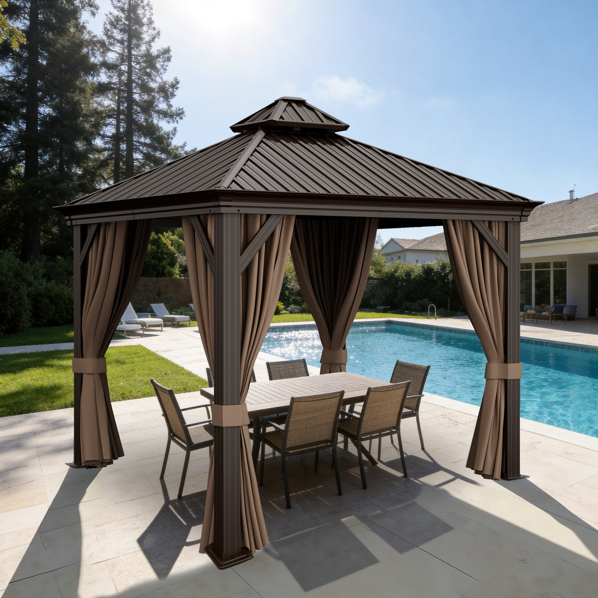 Patioslife Aluminium Carport with Steel Roof – Weatherproof Canopy for Cars, Motorbikes & Campervans