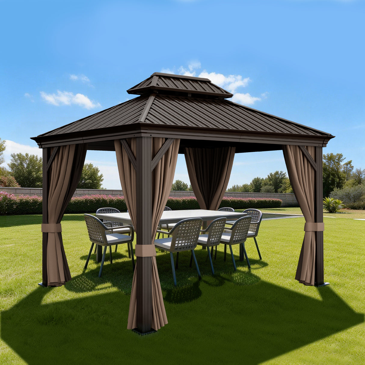 Patioslife Aluminium Carport with Steel Roof – Weatherproof Canopy for Cars, Motorbikes & Campervans