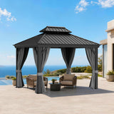 Patioslife Luxury Haven Coastal Hardtop Gazebo | Designed for Australian Outdoor Conditions with 120×120mm Aluminium Posts, Drainage Gutters, Double Vented Roof & Curtains
