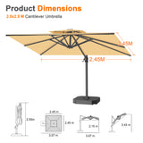 Patioslife Aegis Pro Cantilever Umbrella with Cross Base — Heavy-Duty Frame & Powder-Coated Aluminium Pole for Garden & Patio