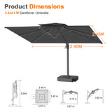 Patioslife Aegis Pro Cantilever Umbrella with Cross Base — Heavy-Duty Frame & Powder-Coated Aluminium Pole for Garden & Patio