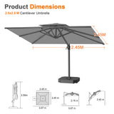 Patioslife Aegis Pro Cantilever Umbrella with Cross Base — Heavy-Duty Frame & Powder-Coated Aluminium Pole for Garden & Patio