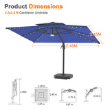 Patioslife Aegis Pro Cantilever Umbrella with LED Lights, Reinforced & Powder-Coated Aluminium Ribs and Pole — Perfect for Garden & Patio