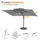Patioslife Aegis Pro Cantilever Umbrella with LED Lights, Reinforced & Powder-Coated Aluminium Ribs and Pole — Perfect for Garden & Patio