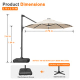 Patioslife Aegis Pro All-in-One Shade Round Cantilever Patio Umbrella with solar LED lights | Premium Cover | Large Base