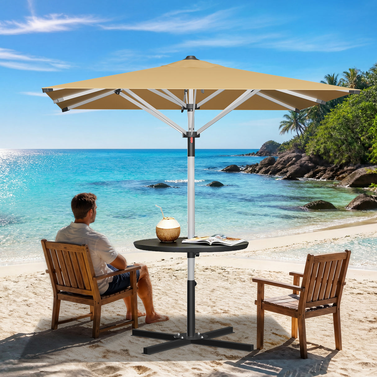 Patioslife Outdoor Umbrella — Square & Round | Heavy-Duty Aluminium Pole, Double-Vented Canopy | 2.7m, 3m & 3.35m