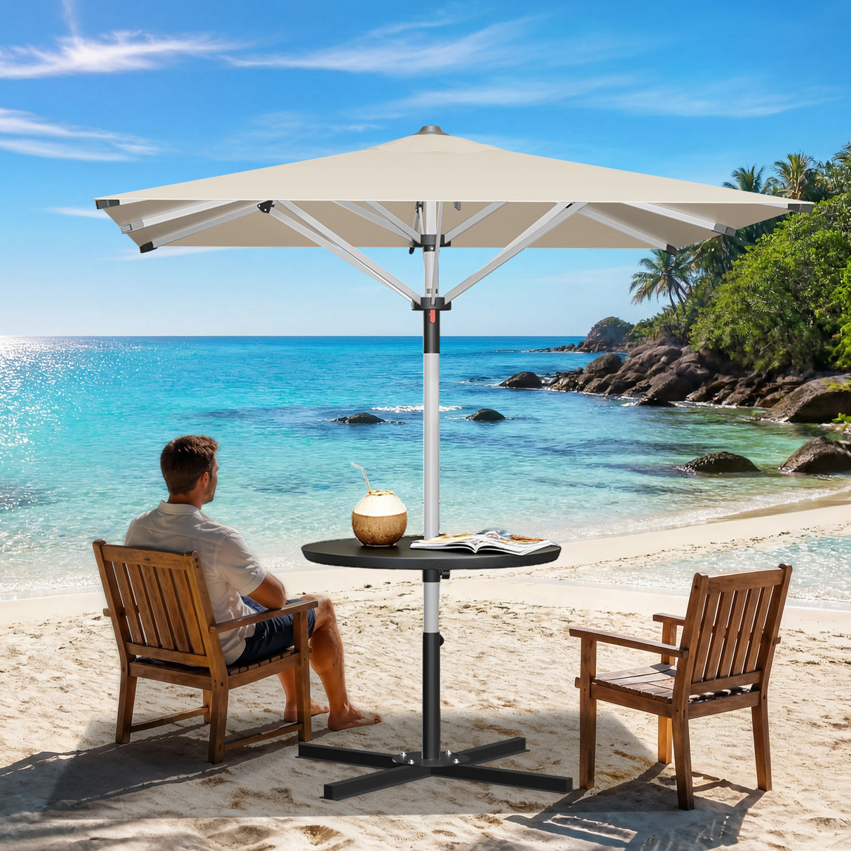 Patioslife Outdoor Umbrella — Square & Round | Heavy-Duty Aluminium Pole, Double-Vented Canopy | 2.7m, 3m & 3.35m