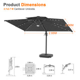 Patioslife Aegis Pro Cantilever Umbrella with LED Lights, Reinforced & Powder-Coated Aluminium Ribs and Pole — Perfect for Garden & Patio