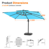 Patioslife Aegis Pro Cantilever Umbrella with LED Lights, Reinforced & Powder-Coated Aluminium Ribs and Pole — Perfect for Garden & Patio