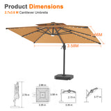 Patioslife Aegis Pro Cantilever Umbrella with LED Lights, Reinforced & Powder-Coated Aluminium Ribs and Pole — Perfect for Garden & Patio