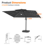 Patioslife Aegis Pro Cantilever Umbrella with LED Lights, Reinforced & Powder-Coated Aluminium Ribs and Pole — Perfect for Garden & Patio