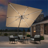 Patioslife Aegis Premium Cantilever Umbrella with Full-Rib LED Strip Lighting, Fibreglass Ribs, Powder-Coated Aluminium Pole— Luxury Garden & Patio Shade