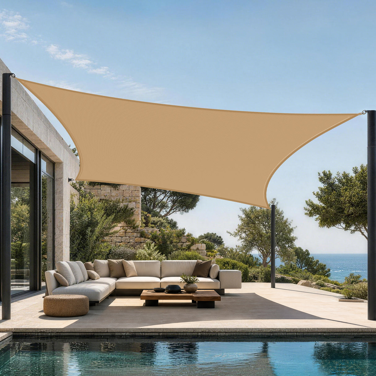 Patioslife Shade Sail – UV Protection, Reinforced Edges & Durable D-Rings for Patio, Garden, Deck & Pool
