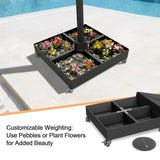 Patioslife Heavy-Duty Cantilever Umbrella Base with Wheels, Up to 400 kg Capacity, Decorative Modular Rolling Stand Compatible with Aegis Series and Most Offset Patio Umbrellas for Patio, Garden and Poolside