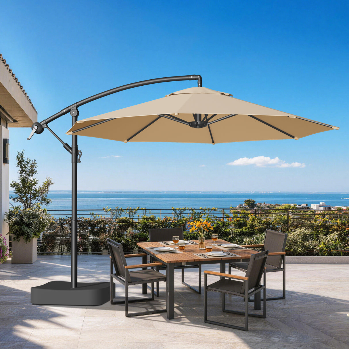 Patioslife Heavy Duty 3.0M Cantilever Umbrella with Base – Premium Outdoor Shade for Patio, Alfresco & Backyard Living