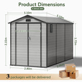 Outdoor Storage Shed with Floor Patioslife YardVault , All-Weather Waterproof Plastic Garden Shed  in Resin with Lock and Window for Backyard, Heavy-Duty Storage Shed for Tools, Bikes & Lawn Equipment