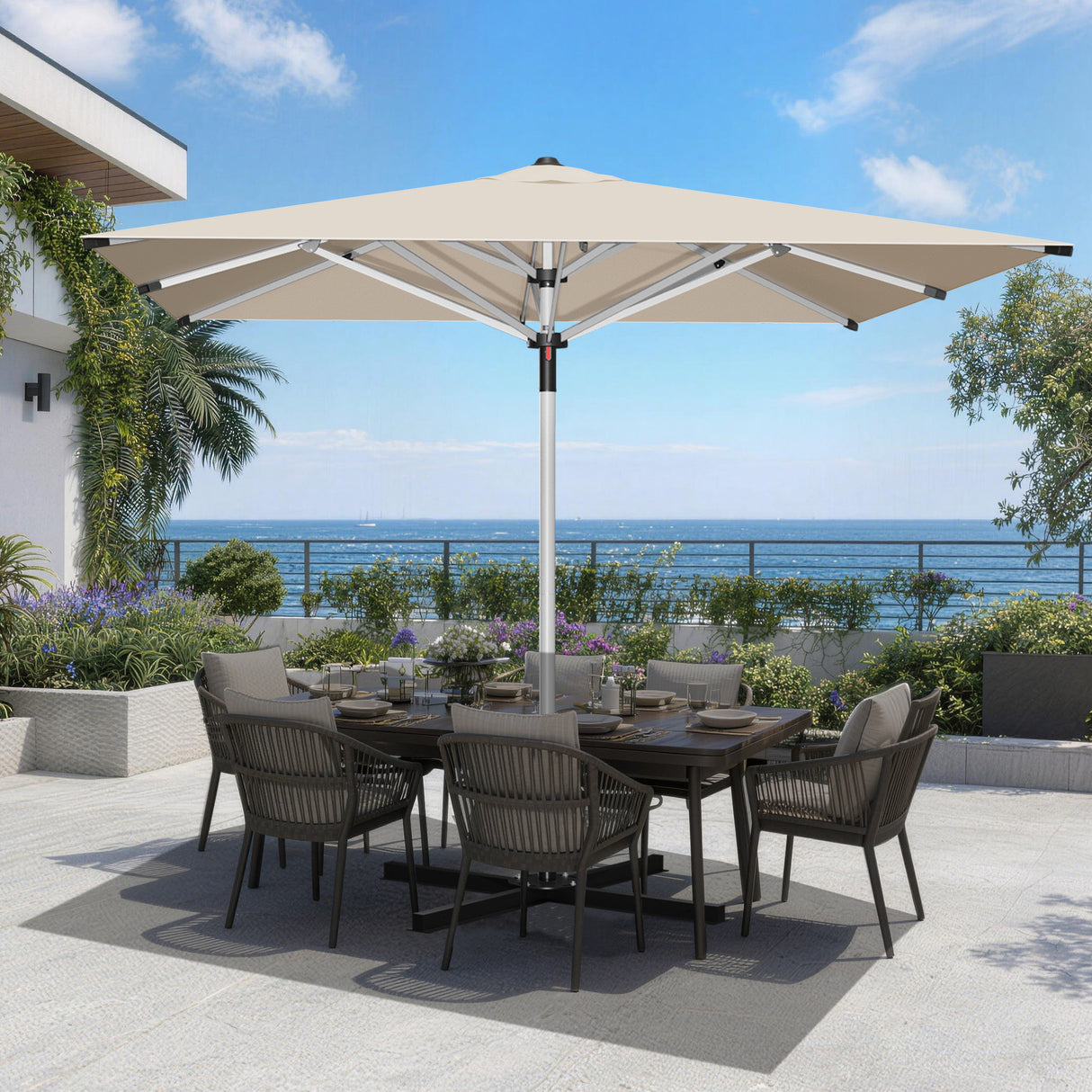 Patioslife Outdoor Umbrella — Square & Round | Heavy-Duty Aluminium Pole, Double-Vented Canopy | 2.7m, 3m & 3.35m