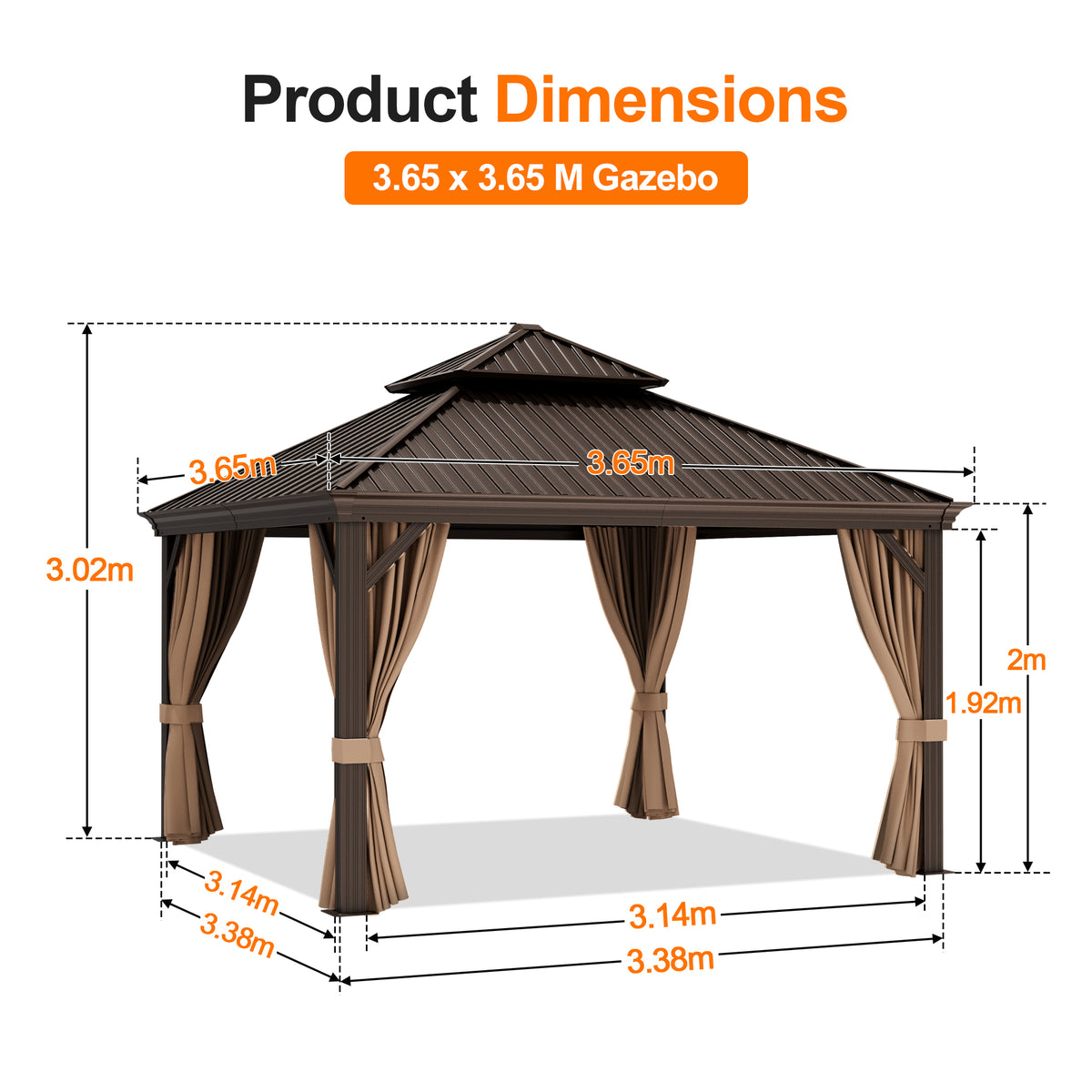Patioslife Luxury Haven Coastal Hardtop Gazebo | Designed for Australian Outdoor Conditions with 120×120mm Aluminium Posts, Drainage Gutters, Double Vented Roof & Curtains