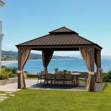 Patioslife Luxury Haven Coastal Hardtop Gazebo | Designed for Australian Outdoor Conditions with 120×120mm Aluminium Posts, Drainage Gutters, Double Vented Roof & Curtains
