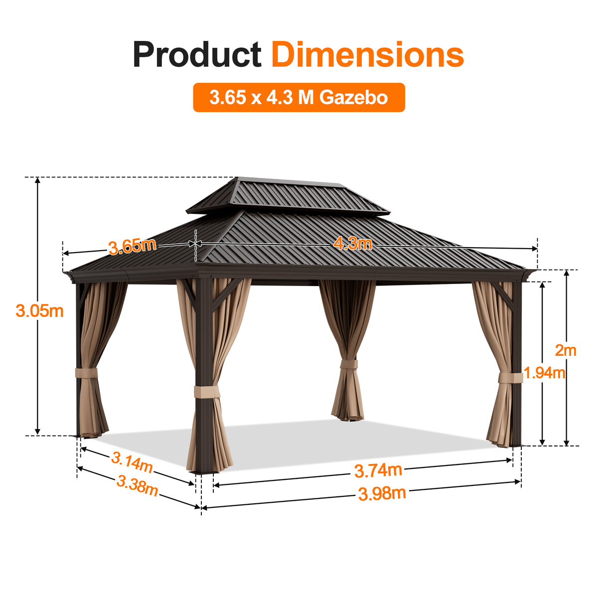 Patioslife Luxury Haven Coastal Hardtop Gazebo | Designed for Australian Outdoor Conditions with 120×120mm Aluminium Posts, Drainage Gutters, Double Vented Roof & Curtains