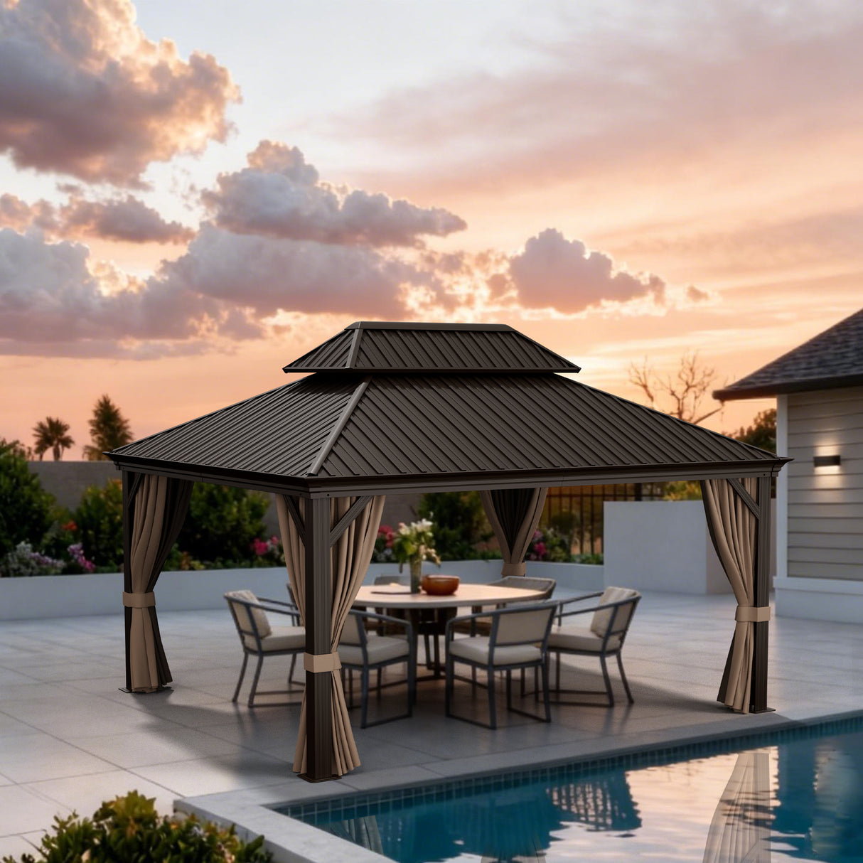 Patioslife Aluminium Carport with Steel Roof – Weatherproof Canopy for Cars, Motorbikes & Campervans
