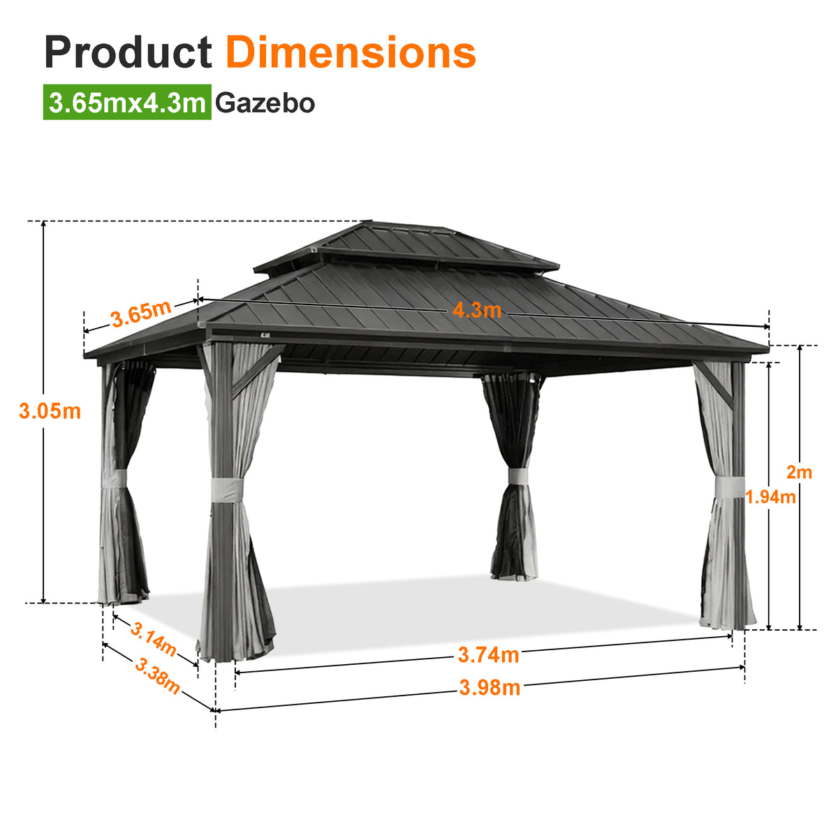 Patioslife Luxury Haven Coastal Hardtop Gazebo | Designed for Australian Outdoor Conditions with 120×120mm Aluminium Posts, Drainage Gutters, Double Vented Roof & Curtains