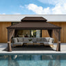 Patioslife 3.65 x 4.8m Luxury Haven Hardtop Gazebo with Drainage Gutters, 120×120mm Aluminum Posts, Double Vented Roof & Curtains for Garden or Backyard