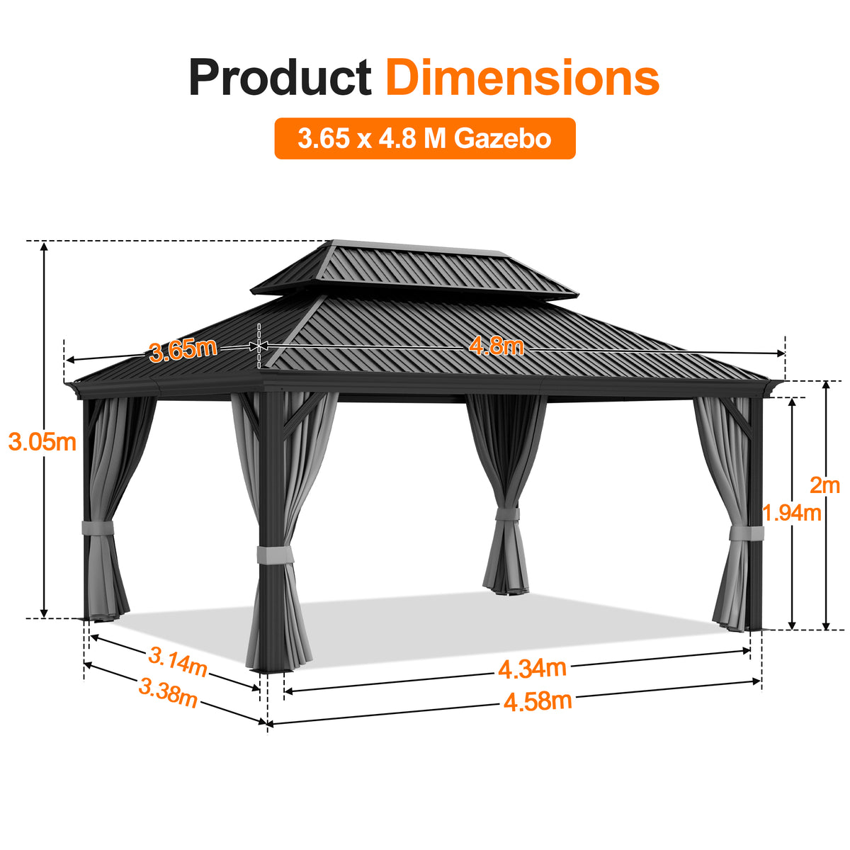 Patioslife Luxury Haven Coastal Hardtop Gazebo | Designed for Australian Outdoor Conditions with 120×120mm Aluminium Posts, Drainage Gutters, Double Vented Roof & Curtains