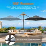 Patioslife Aegis Pro All-in-One Shade Round Cantilever Patio Umbrella with solar LED lights | Premium Cover | Large Base