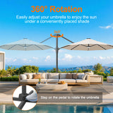 Patioslife Aegis Pro All-in-One Shade Round Cantilever Patio Umbrella with solar LED lights | Premium Cover | Large Base