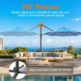 Patioslife Aegis Pro All-in-One Shade Round Cantilever Patio Umbrella with solar LED lights | Premium Cover | Large Base
