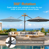 Patioslife Aegis Pro All-in-One Shade Round Cantilever Patio Umbrella with solar LED lights | Premium Cover | Large Base