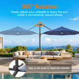 Patioslife Aegis Pro All-in-One Shade Round Cantilever Patio Umbrella with solar LED lights | Premium Cover | Large Base