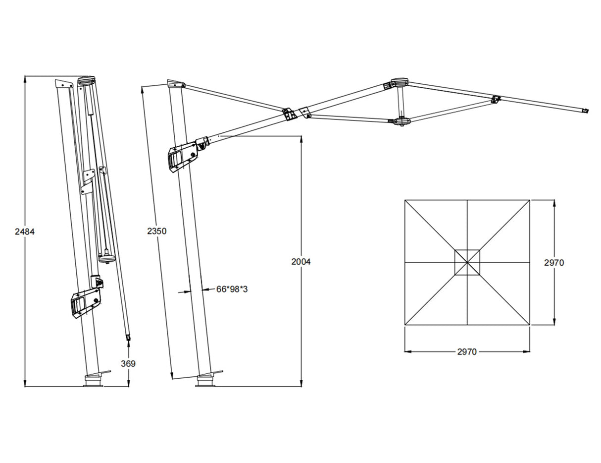Patioslife Agave™ | 3 m Square Cantilever Umbrella – Offset Design with Wind Vent for Decks, Poolsides & Patios