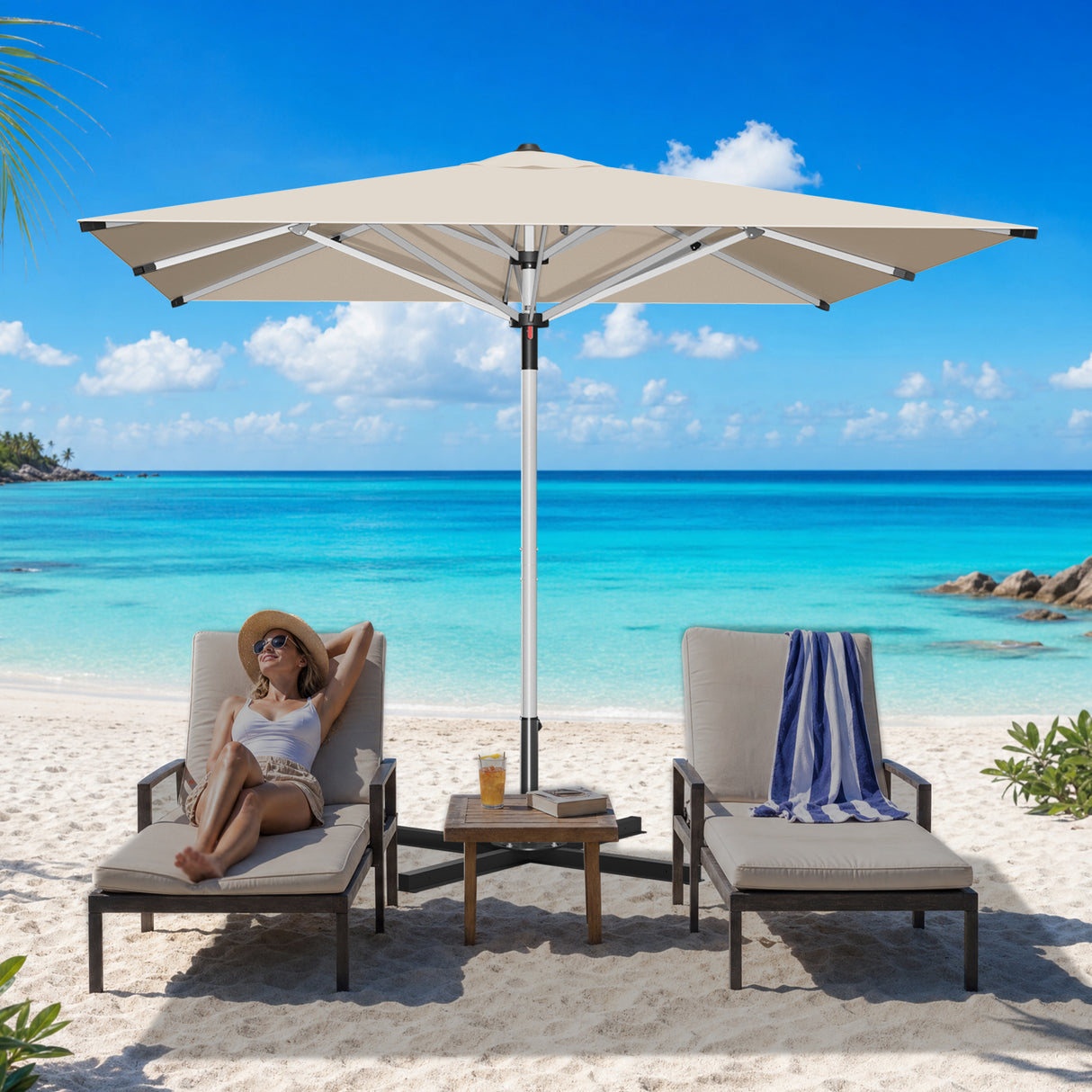 Patioslife Outdoor Umbrella — Square & Round | Heavy-Duty Aluminium Pole, Double-Vented Canopy | 2.7m, 3m & 3.35m